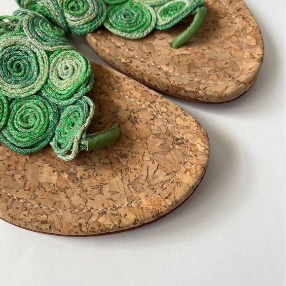 Vintage Marshall Field’s Green Cork Calypso Thong Coastal Grandma Sandals Size 8 - Picture 8 of 11